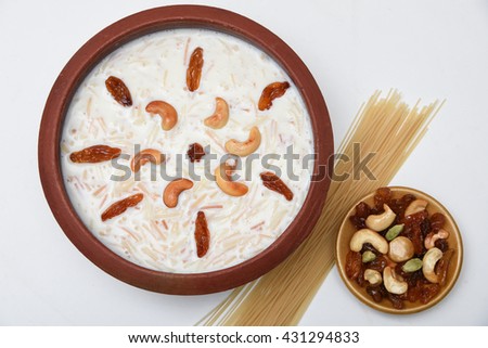 Mithai / semiya payasam(vermicelli), seasonal sweet dish Kerala India, South Indian sweet for Onam, Vishu festival. kheer made with roasted vermicelli, condensed milk, cardamom, raisins, saffron, nuts