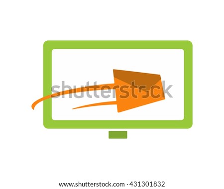 monitor mail email letter post message image vector icon