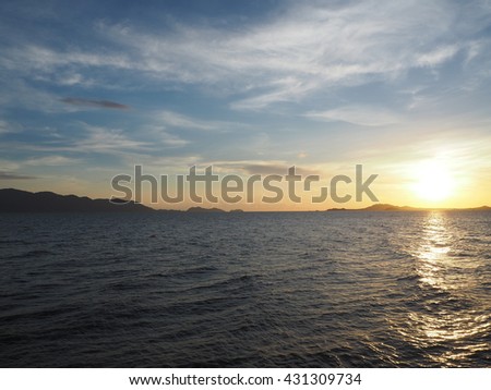 sea sky and sunset, a landscape picture