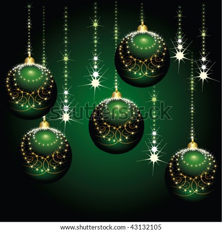 Stock vector illustration green xmas background with green decorations