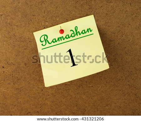 Ramadhan (Fasting month) calendar.