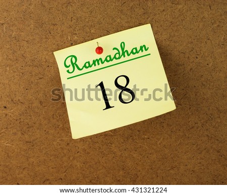 Ramadhan (Fasting month) calendar.