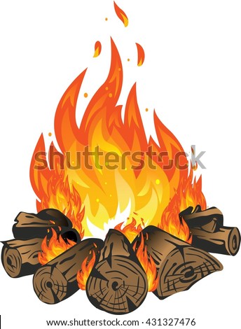 bright fire on forest firewood Royalty-Free Stock Photo #431327476
