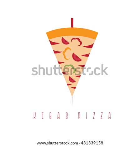 pizza and shawarma gyros doner kabob isolated vector design template