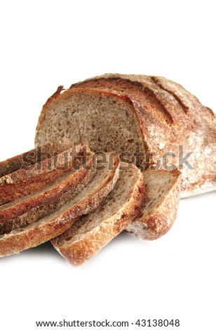 sliced french bread isolated on white background