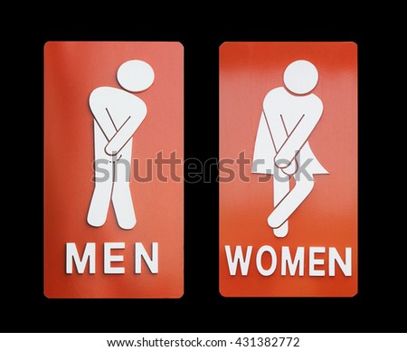 Signs female and male bathroom on black background