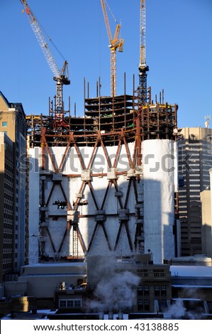 Bow tower under construction in Calgary.