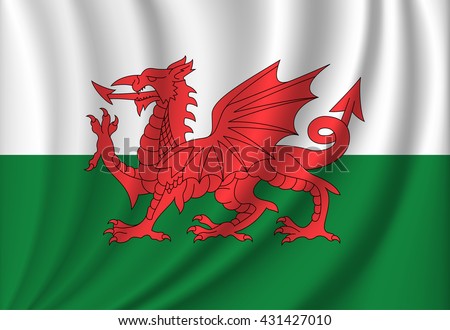 vector waving flag of wales Royalty-Free Stock Photo #431427010