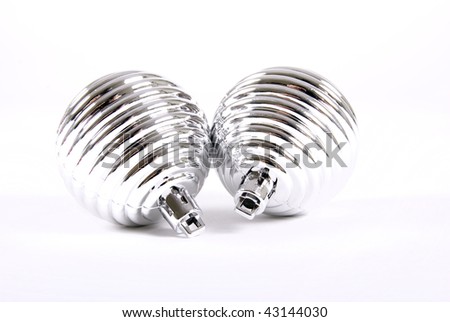 Silver christmas balls isolated on white
