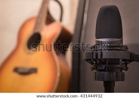 Guitar and microphone.