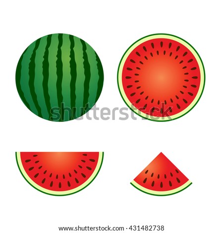 Vector stock of delicious watermelon whole and sliced