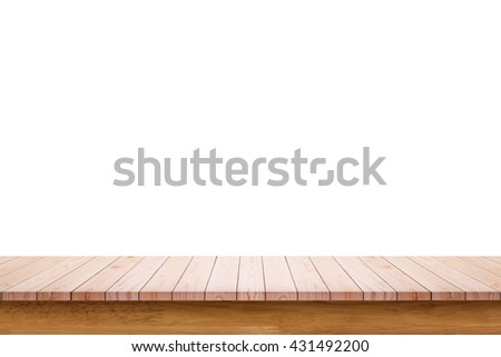 Empty wooden table or counter isolated on white background. For display or montage your products.