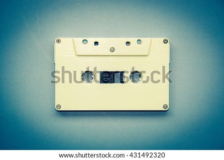 Cassette tape on gray background with vintage style