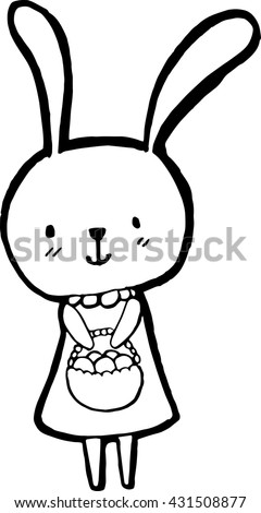 Hand-drawn rabbit with ethnic floral doodle pattern. Coloring page , design for spiritual relaxation for adults, vector illustration, isolated on a white background. 