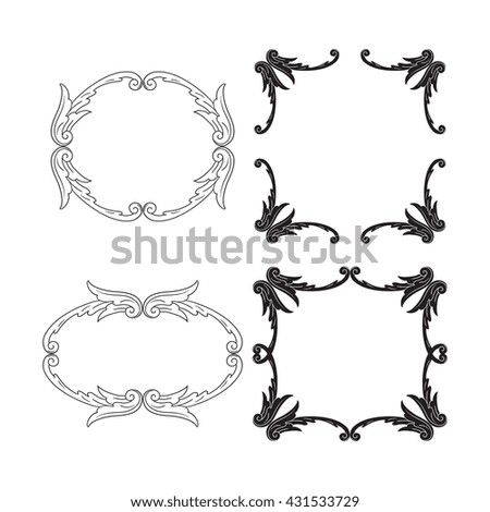 Vector set of calligraphic design elements: page decoration, Premium Quality