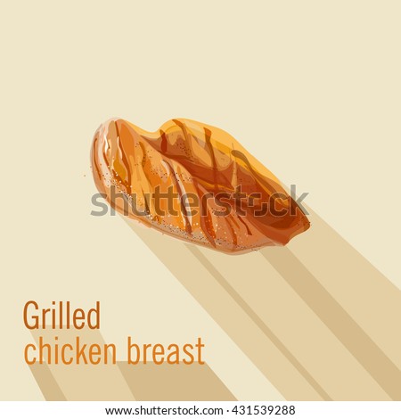 The icon fried chicken breast. Flat style. Vector illustration. Royalty-Free Stock Photo #431539288