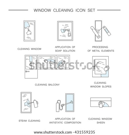 Set elements "Window cleaning". Window cleaning icon set