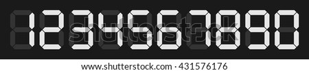 set of vector digital numbers on black background for digital calculator Royalty-Free Stock Photo #431576176