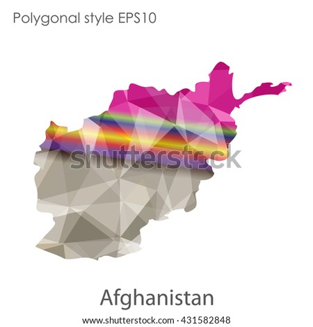 Afghanistan map in geometric polygonal style.Abstract gems triangle,modern design background.