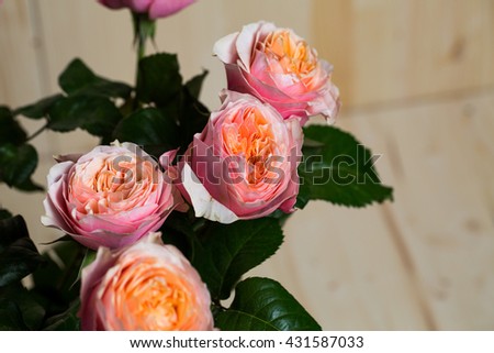 Flowers. A bouquet of flowers on wooden background