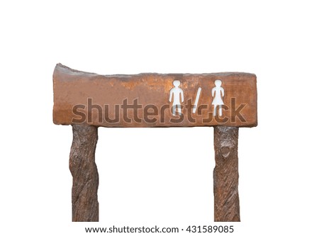 Wooden sign man and woman for toilet  isolated on white. Wood old planks sign.