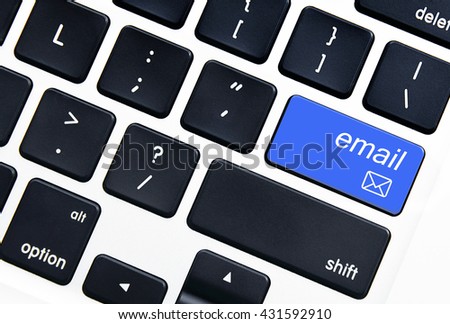 Closeup picture of email button on a modern keyboard.