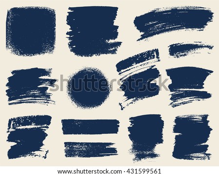 Vector set of hand drawn brush strokes and stains. Royalty-Free Stock Photo #431599561