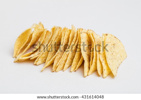 Traditional mexican corn nachos chips tower. Concept