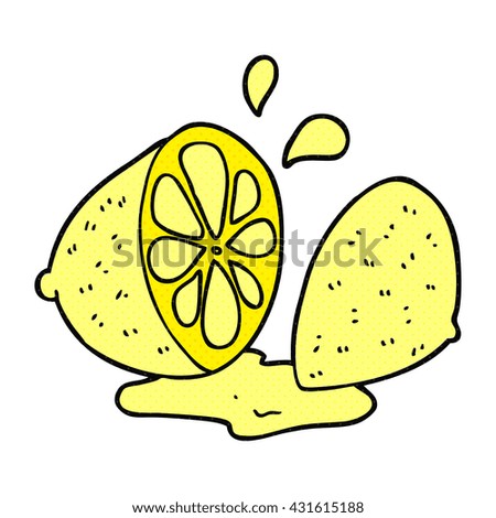 freehand drawn cartoon cut lemon
