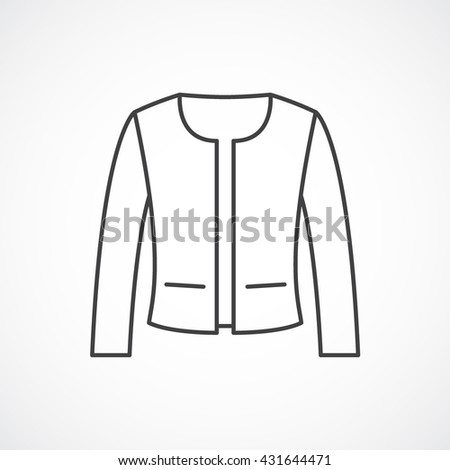 Women's classic jacket icon. Vector line fashion clothes icon.