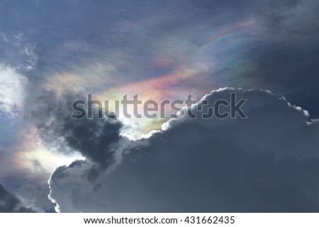 Beautiful iridescent cloud,Irisation at chiangmai thailand