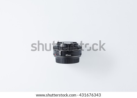 DSLR Lens on Top View Isolated on White Background