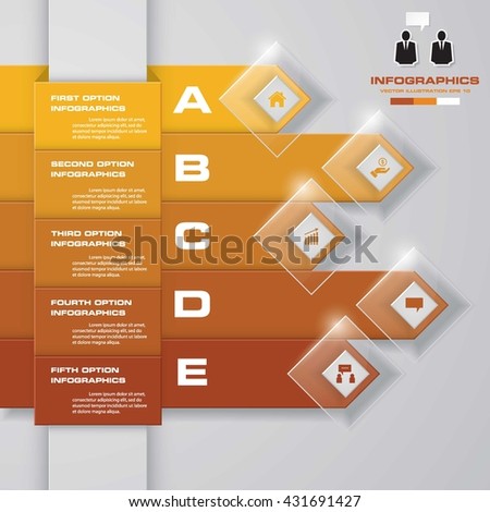 Simple&Editable 5 Steps chart diagrams template/graphic or website layout. Vector.