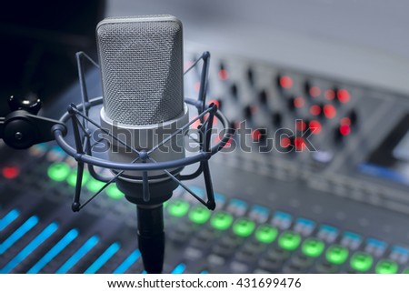 microphone and sound mixer in studio