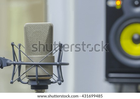 professional microphone in recording  studio