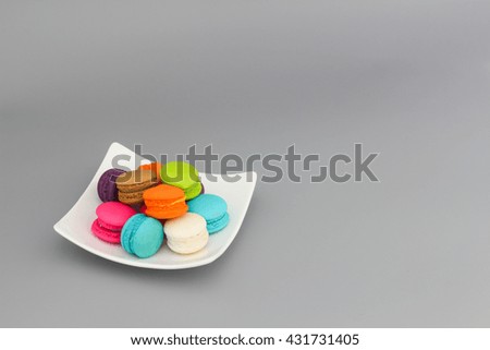 Sweet and colorful macaroon on white  plate