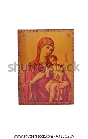 Holy Mother  with  Jesus Christ icon isolated on white
