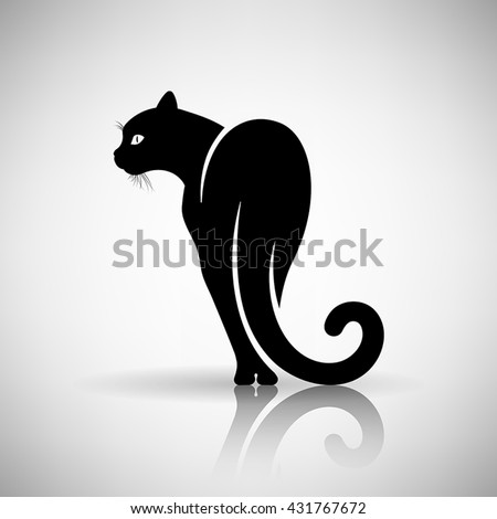 stylized black cat on a light background