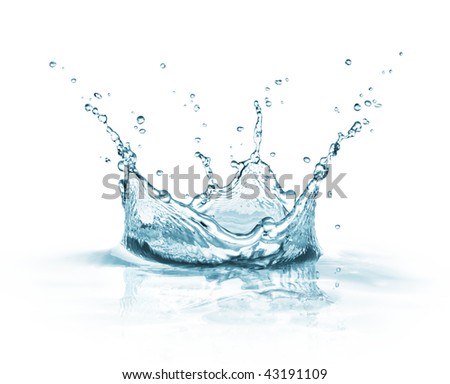 water splash on white background with reflection