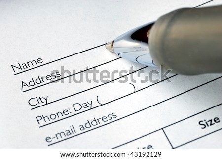 Fill in the name and address in an order form