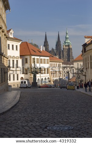 Street in ancient city centre of Prague