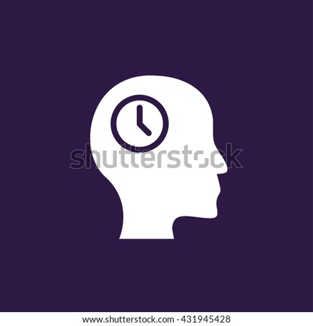 Head icon with clock symbol . Vector illustration