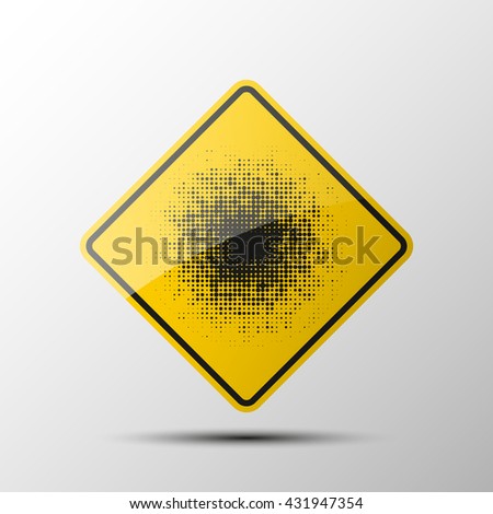 yellow diamond road sign with a black border and an image on white background. Vector Illustration