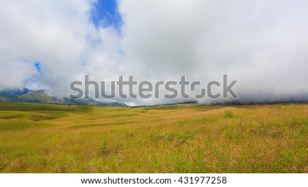 Savanna landscape in Rinjani Mountain, Lombok, Indonesia