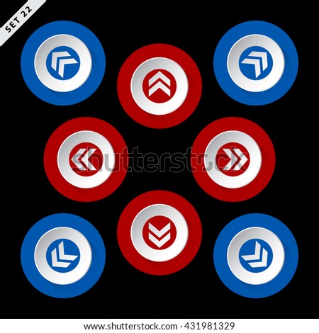 red and blue arrows in eight directions - on a black background