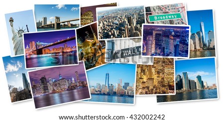Set of New York photos arranged in frame