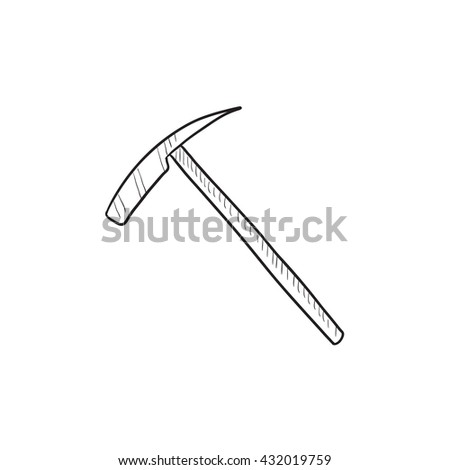 Ice pickaxe vector sketch icon isolated on background. Hand drawn Ice pickaxe icon. Ice pickaxe sketch icon for infographic, website or app.