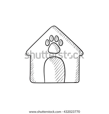 Doghouse vector sketch icon isolated on background. Hand drawn Doghouse icon. Doghouse sketch icon for infographic, website or app.