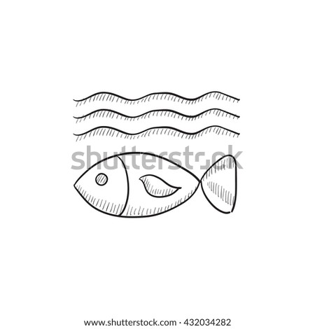 Fish under water vector sketch icon isolated on background. Hand drawn Fish under water icon. Fish under water sketch icon for infographic, website or app.