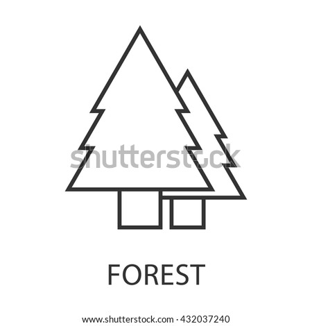 Forest icon or logo line art style. Vector Illustration.